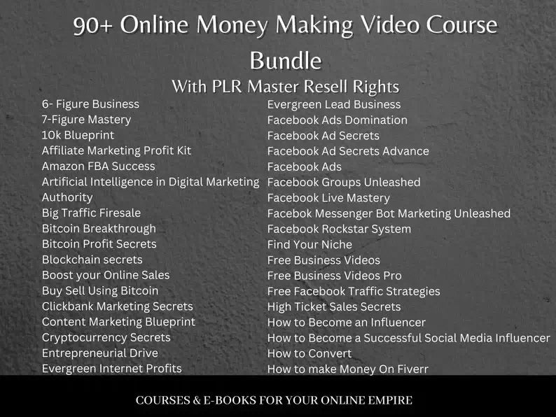 90+ PLR Video Courses With Resell Rights